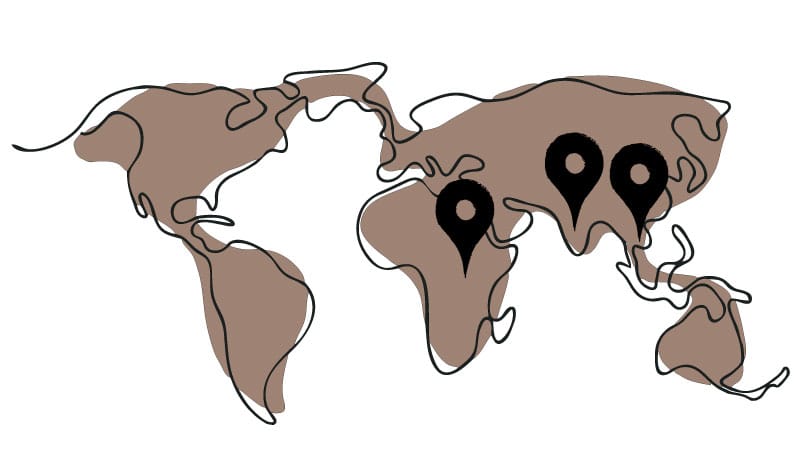 Immagine luogo di provenienza caffè Aroma Intenso: Robusta da Vietnam, India e Uganda.